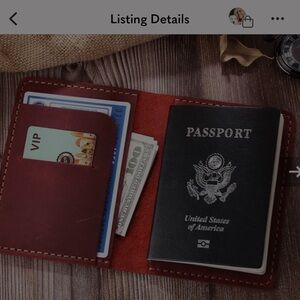 ROBRASIM Cowhide Leather Card Wallet Passport Credit Card Pen Holder Brown